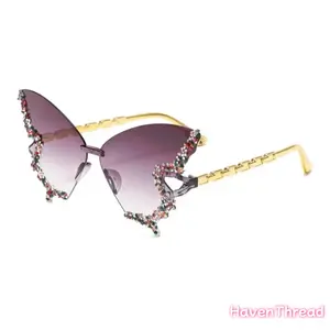HavenThread 2026 New Arrival Unisex Women's Sunglasses, Stylish Diamond-Embellished Rectangular Frames, Polarized Gradient PC Lenses, Ideal for Party, Christmas Gifting (Sports Eyewear Accessory)