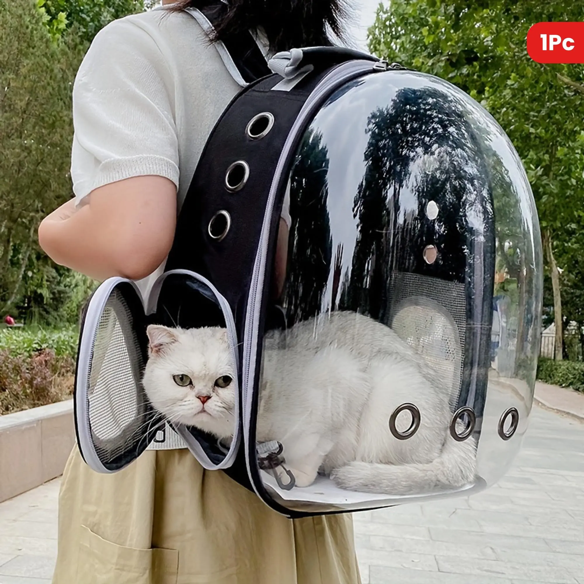 1pc Transparent Space Capsule Pet Carrier Cat Bubble Backpack For Outdoor Cats