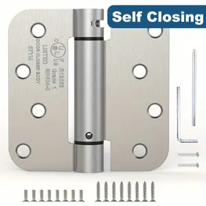 1/2/3/4pcs Self Closing Door Hinges, 4 Inch Spring Loaded Hinges With 5/8'' Radius Corners, Adjustable Tension For Garage, Front Door, Back Door, Left And Right Hand Door, Brushed Nickel