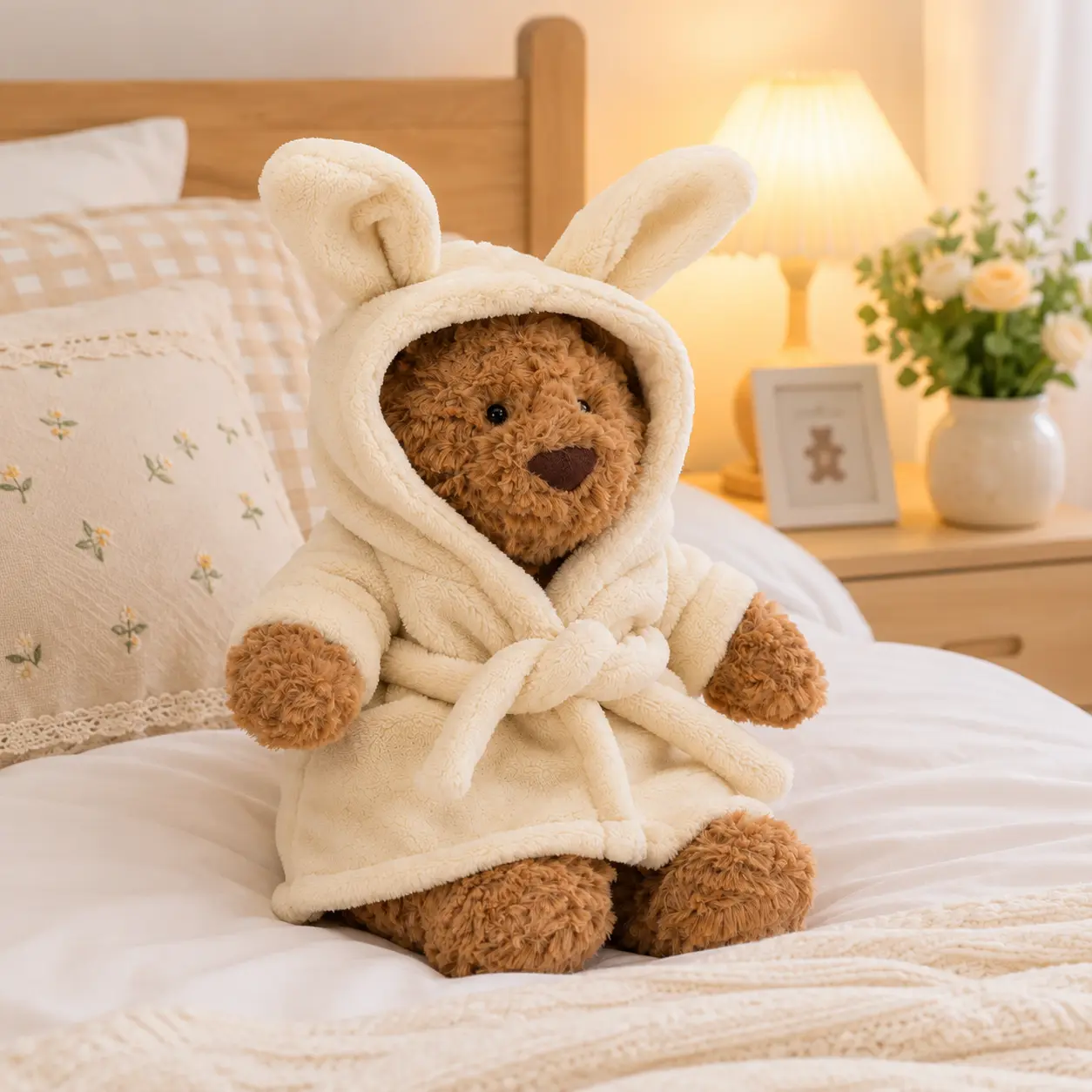 Jellycat Bathrobe Teddy Bear Plush – Super Soft Bunny Robe Stuffed Animal - Cute Baby Shower & Birthday Gift