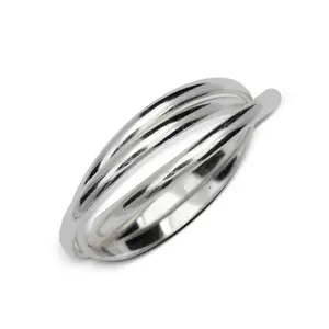 925 Sterling Silver Polished Intertwining Rolling Russian Wedding Band Ring