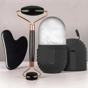 Three-In-One Ice Mask Facial Care Set, Home Beauty Tool, Includes Facial Roller, Gua Sha Beauty Tool, Ice Mold, Reusable and Leak-Proof, for Face Lifting and Contouring