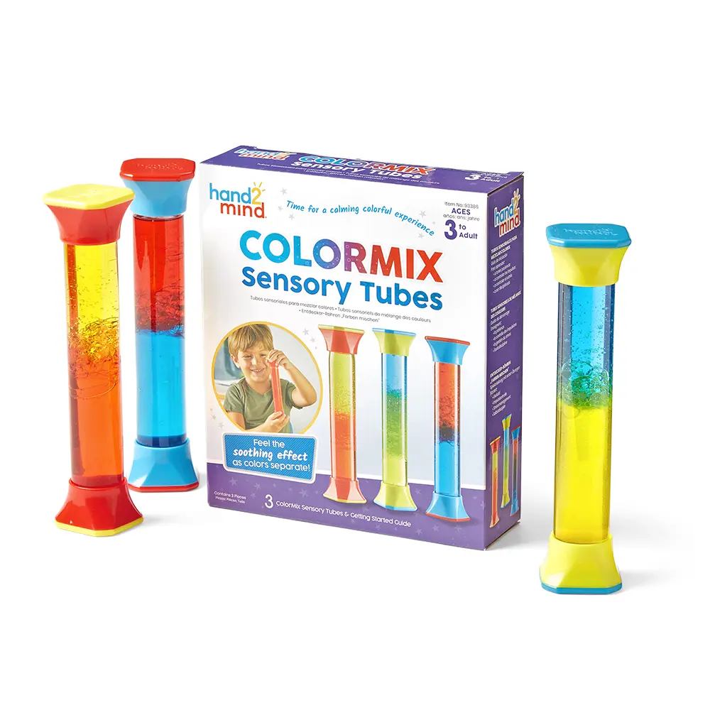 hand2mind ColorMix Sensory Tubes, Fidget Toys for Kids 3-5, Kids Anxiety Relief, Stress Toys for Kids, Sensory Play Therapy Toys for Counselors, Calm Down Corner Supplies, Calming Corner Classroom