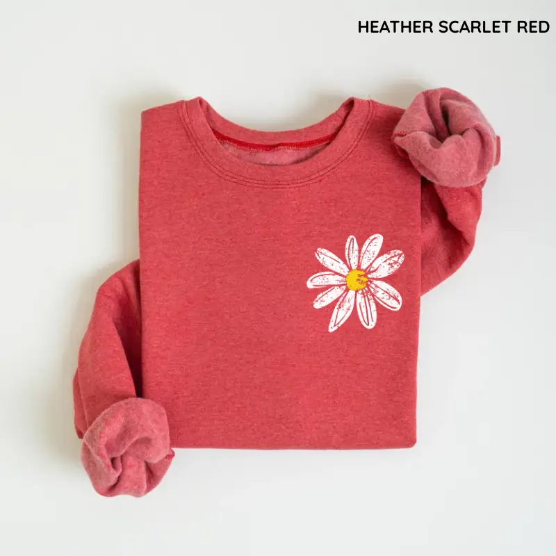 Retro Daisy Sweatshirt, Vintage Floral Crewneck, Women's Casual Long Sleeve Pullover, Cozy Botanical Sweatshirt, Cute Flower Gift, Vintage Fall Apparel, Cozy Gift for Women, Apparel,Cotton Top