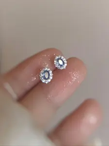 Elegant Vintage Goose Egg Earrings, Brass Material, Blue Zircon Inlay, Bohemian Fashion Jewelry, All Seasons Wear, Perfect Gift for Women