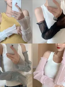 New Summer Sun Protection Sleeves, Breathable UV Blocking Arm Covers, Long Lace Fingerless Gloves, Ideal for Outdoor Activities