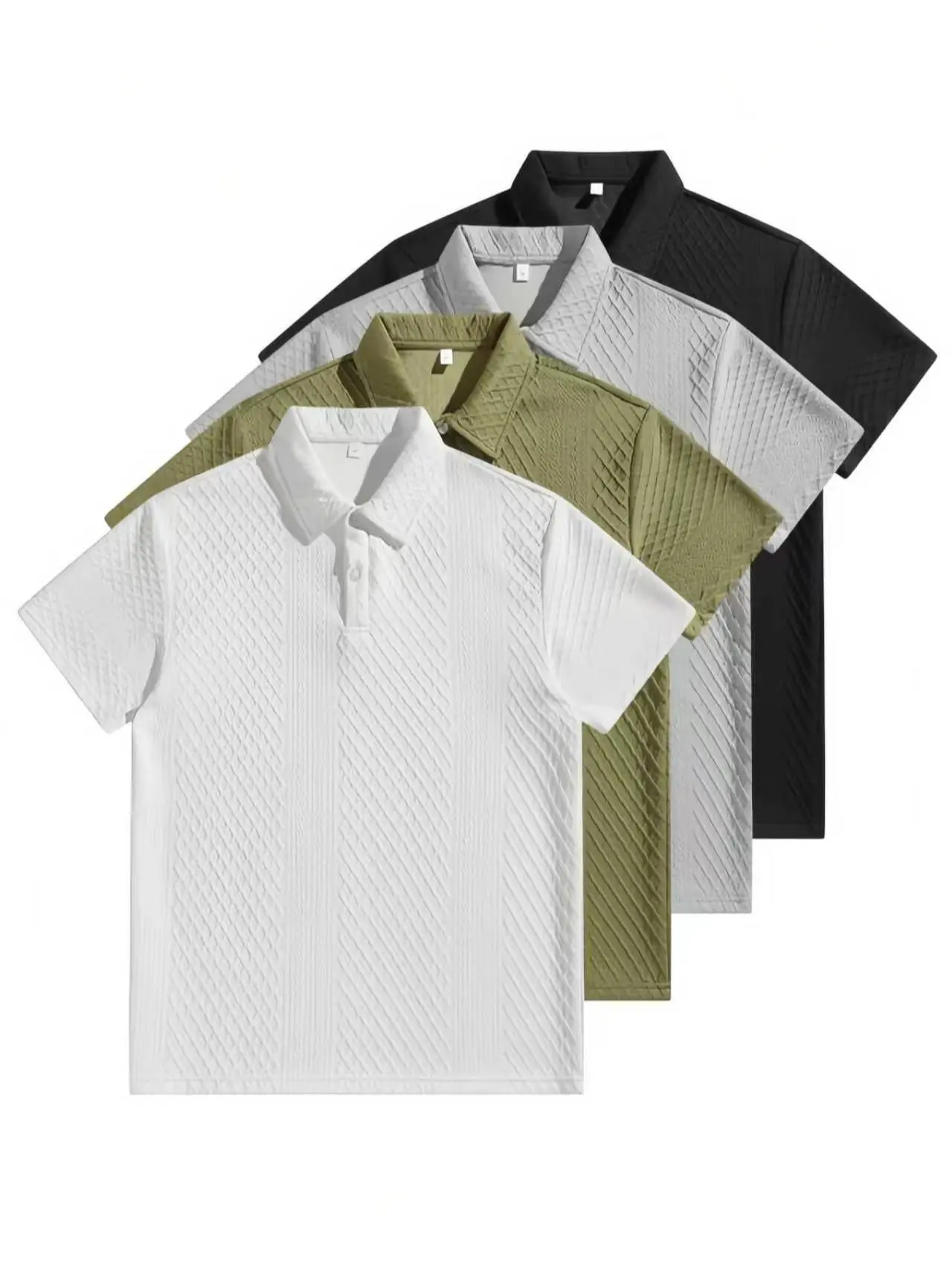 Street fashion soft and comfortable casual loose halfsleeved summer men's polo simple and fashionable street top Beige Streetwear