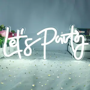 Rosnek Let's Party Neon Sign Light, USB Power with Switch Acrylic LED for Party Birthday Decor Hanging Wall Signs