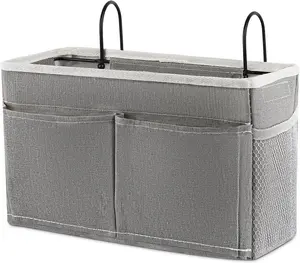 Bedside Caddy Bedside Hanging Storage Basket Bed Caddy for Headboards Bunk Dorm Rooms Crib Beds Rails Organizer (Grey)