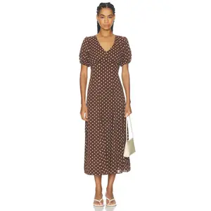 Elodie the Label Anika Dress in Brown Dot
