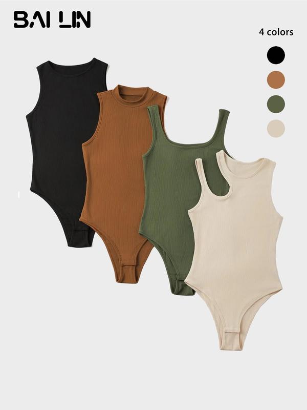 Ribbed Cutout Round Neck Bodysuit main image 0