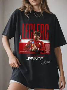 Vintage Racing Driver Graphic T-Shirt, Charles Leclerc Red Motorsport Style Printed Tee, Speed Racing Aesthetic Shirt, Streetwear Racing Fan Outfit