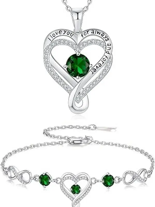May Birthstone Bracelet and Necklace Set