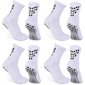 4-Pairs Grip Soccer Socks Men Women Non-slip Sports Socks Cushioned Football Yoga Pilates Basketball Rugby Hiking