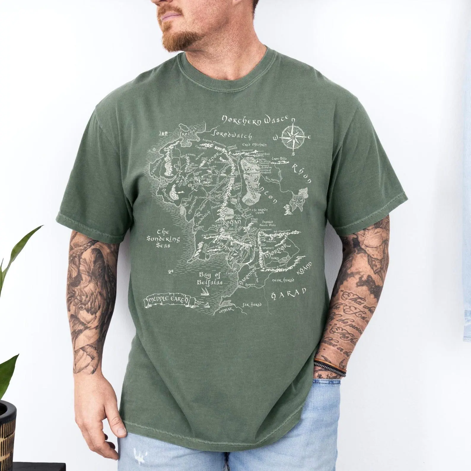 Comfort Colors Middle Earth Map Tshirt, LOTR merch The Hobbit shirt, Lord of the Rings Tshirt, LOTR Gift, The Shire Merch, Hobbitcore