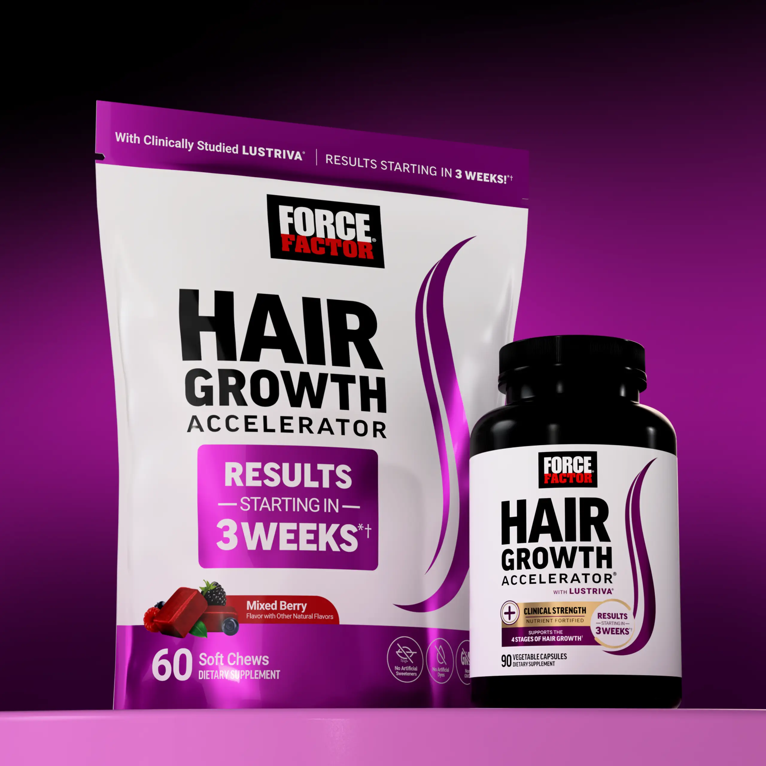 Force Factor Hair Growth Accelerator with Clinically Studied Lustriva to Promote...