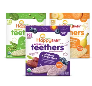 Happy Baby Organics Teether, 3 Flavor Variety Pack, 12 Count (Pack of 3)