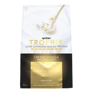 Syntrax Nutrition Trophix Ultra Sustained-Release Protein Blend Creamy Vanilla 2 lb Bag 23g Protein Low Calories Slow Release Blend for Muscle & Recovery Fitness Supplement Healthcare