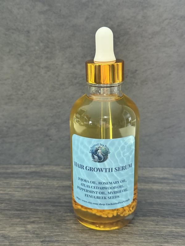 Enchanted Sea Nymph Hair Growth Serum 2 oz - Botanical Natural Hair Strengthening Treatment with Jojoba Peppermint Fenugreek Rosemary Myrrh Atlas Cedar Wood