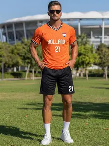 2026 Dutch Style Soccer Jersey Set, Quick-Dry Breathable Moisture-Wicking, Fan Exclusive Hot Merchandise, 21 Number Shield Design
