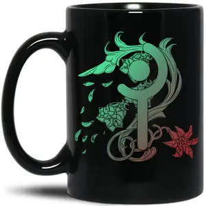 Ffxiv White Mage Job Symbol Ff Style Black Coffee Mug Size 11 Oz 15 Oz