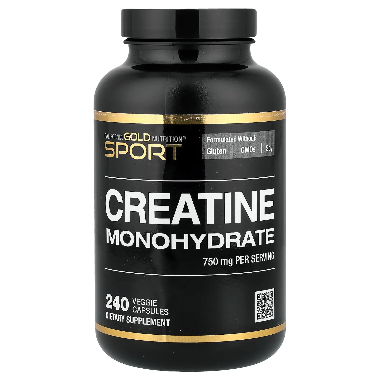 California Gold Nutrition Sport, Pure Creatine Monohydrate, 750 mg, 240 Veggie Capsules