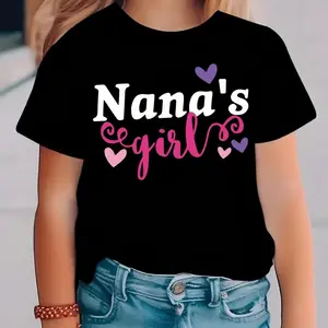 NANA's GIRL Print Short Sleeve T-shirt Girls Comfy Tees Summer Clothes