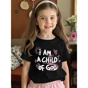 Girls' "I Am a Young for Man of God" Graphic T-Shirt - Soft Everyday Faith-Based Tee with Pink Lettering, Round Neck Short Sleeve Top for Church, Sunday School, Casual Outfits - Youth Christian Apparel, Church Outfit, Playful Design