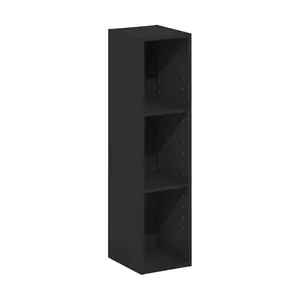 FULDA Bookcase, 3-Tier Narrow Bookshelf, Bookcase 8-In Wide Narrow Bookcase, 9.3 x 7.9 x 31.5, for Living Room Bedroom Home Office, Blackwood