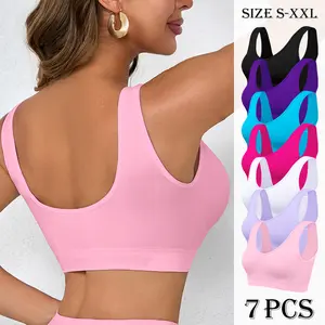 Women's Seamless High-Elasticity No-Padding Sports Bras - Full Coverage (for small to large cups) Sleeveless/Boat Neck, Solid Colors, Hand Washable Gym & Casual Attire - Minimal Bulk Under Clothing, Long-Lasting Comfort