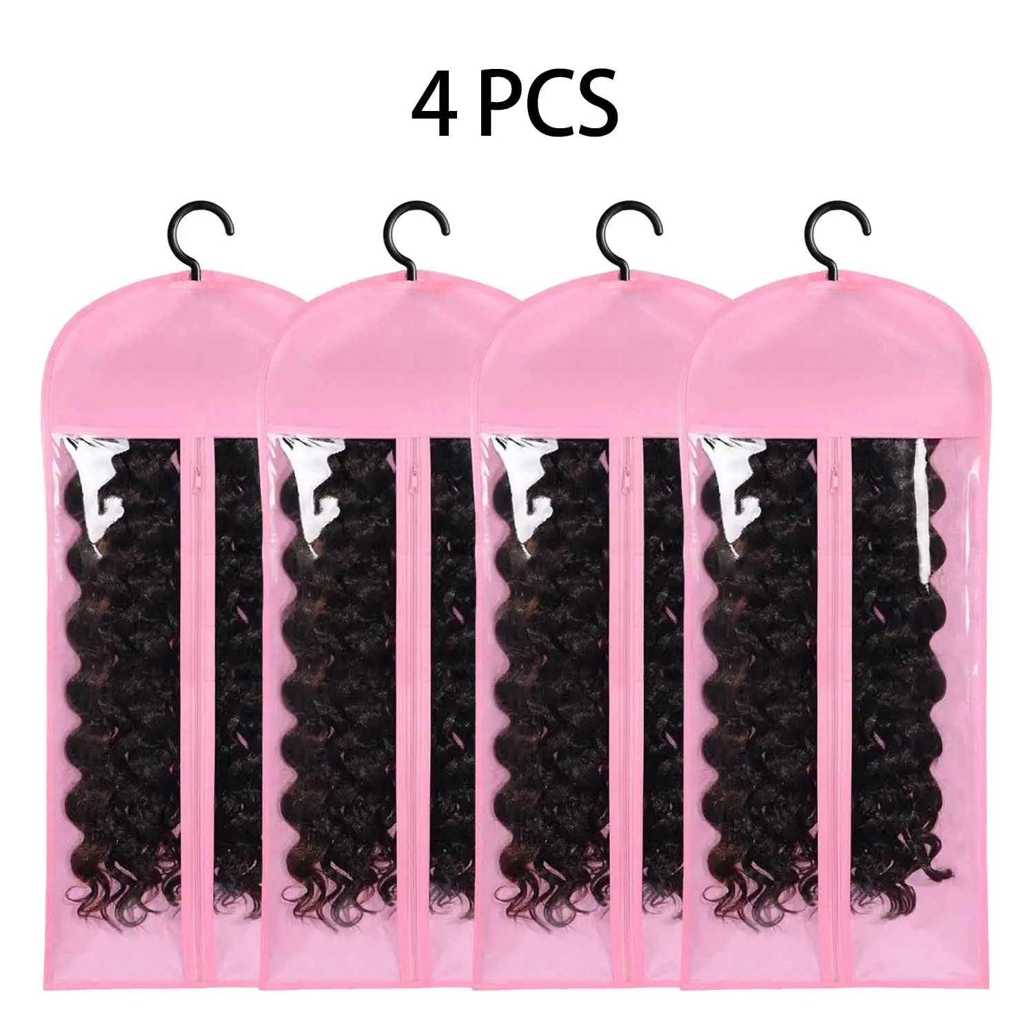 4Pcs/8Pcs Hair Extension Holder Wig Storage Bags with Hanger for Multiple Wigs, Dust-proof Wig Hanger Hair Extension Storage Wig Bags for Hair Extensions, Wigs & Accessories