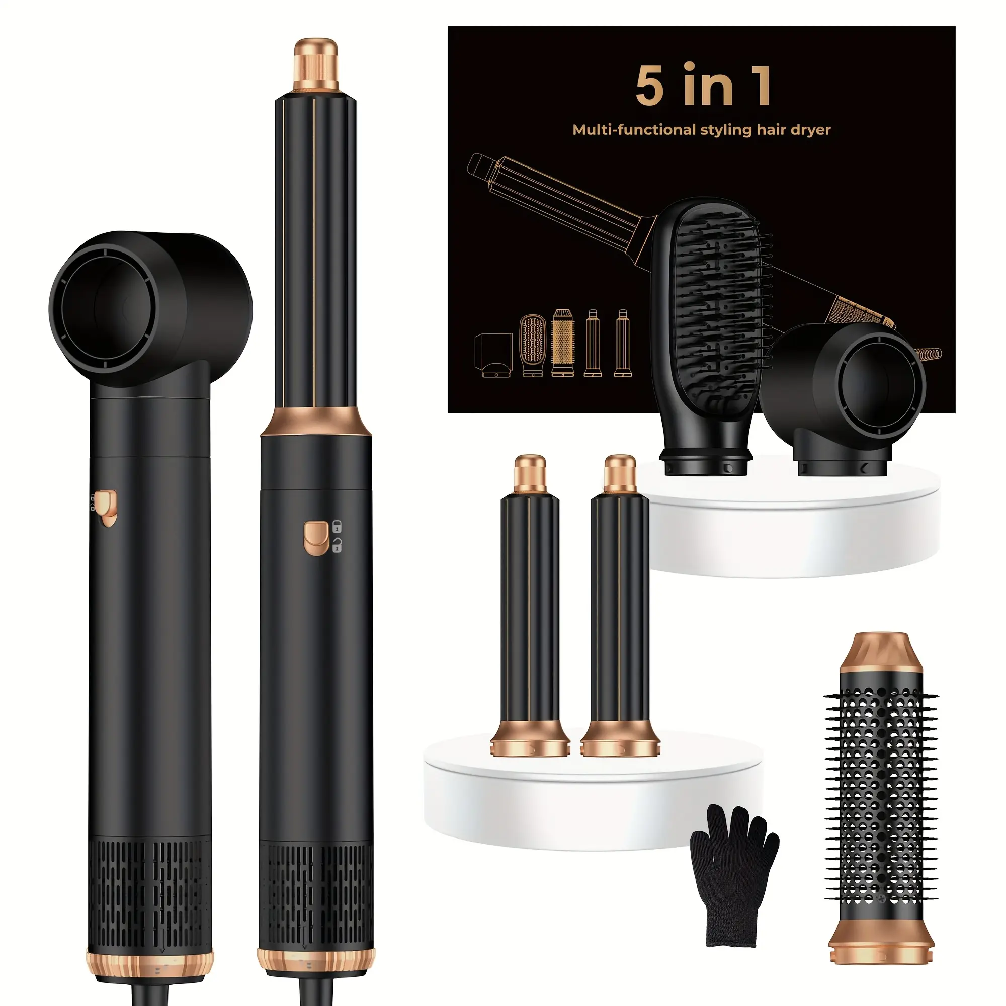 5-In-1 Professional Hot Air Styler Hair Dryer Brush, a 
