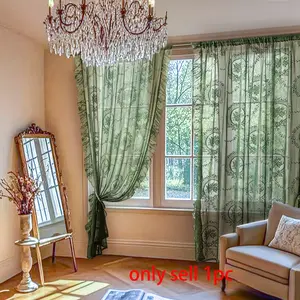 French Vintage Lace Princess Curtain, Luxurious Light-Transmitting Sheer Drapes, Elegant Window Treatment, Home Textile, 1 Piece