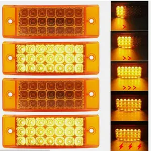 4PCS 21LED Clearance Side Marker Lights Truck Trailer 12V-24V Turn Signal Light DRL Red Rear Tail Running Flowing Light