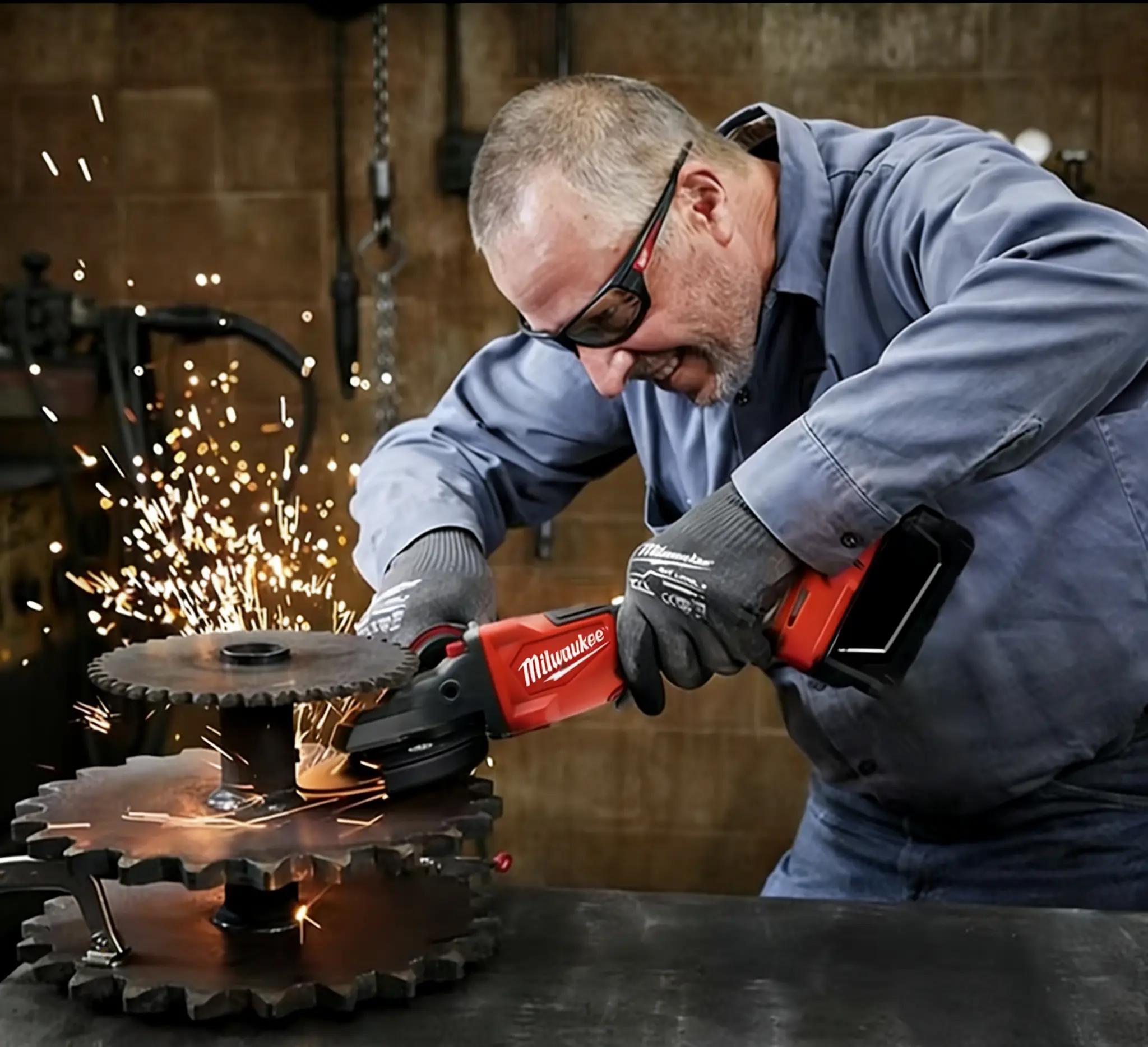 Milwaukee M18 125mm Cordless Brushless Angle Grinder Kit - 6.0Ah High Output Battery, M18 Charger, Slide Switch, Keyless Guard, Electronic Clutch Heavy-Duty Power Tool for Weld Cleaning, Concrete Grinding