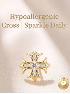 Hypoallergenic Cross Flower Crystal Stud Earrings for Women, Dainty Sparkly Rhinestone Stud Earrings for Daily Wear Office Date Night Party Vacation, Ideal Gift for Girlfriend & Best Friend on Birthday Valentine's Day Christmas