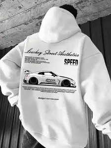 Unisex "Lucky Street Aesthetics" Speed Car Graphic Hoodie | Racing Streetwear Oversized Pullover | Comfortable Fleece-Blend Knit Casual Hoodie | Stylish Everyday & Car Fan Wear | Relaxed Fit Speed Racing Graphic Hoodie