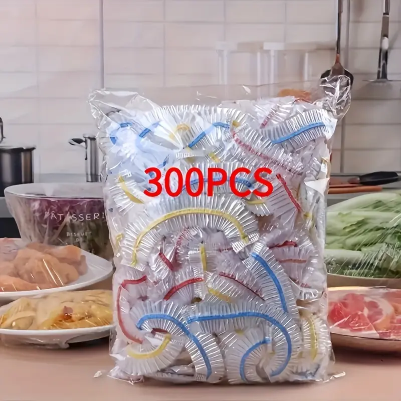 300pcs Plastic Stretchable Food Wrap, Elastic Cling Film, Transparent, Safe for Food Contact, Anti-Odor, with Ideal for Leftover Storage & Dust Protection for Kitchen & Restaurant Use
