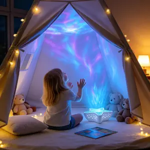 Starfish Shower Light Projector - Ocean Waves & Aurora Galaxy on Your Bathroom Ceiling, 7-Color Night Light for Bedroom, Kids Room Decor, Cute Gift for Girls & Teens
