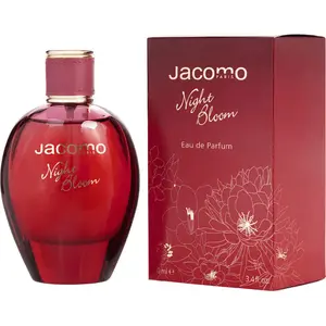 Jacomo Night Bloom Women's EDP Atomizer Fragrance - Floral Fruity (Fruit-Flavored), Jasmine-Themed, Aromatic Scent with Gourmand Vibe, 3.4 fl oz Packaged New in Box, Fruit-Flavored Women's Fragrance, Jasmine-Themed Women's Fragrance