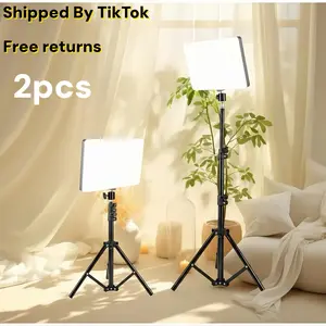 10" Rotatable Panel Lamp with 43" Adjustable Height Tripod Stand for TikTok Live Streaming Video Recording, Three Color Dimmable LED Fill Light for Home Studio Content Creation Makeup Tutorial Photography Lighting Setup