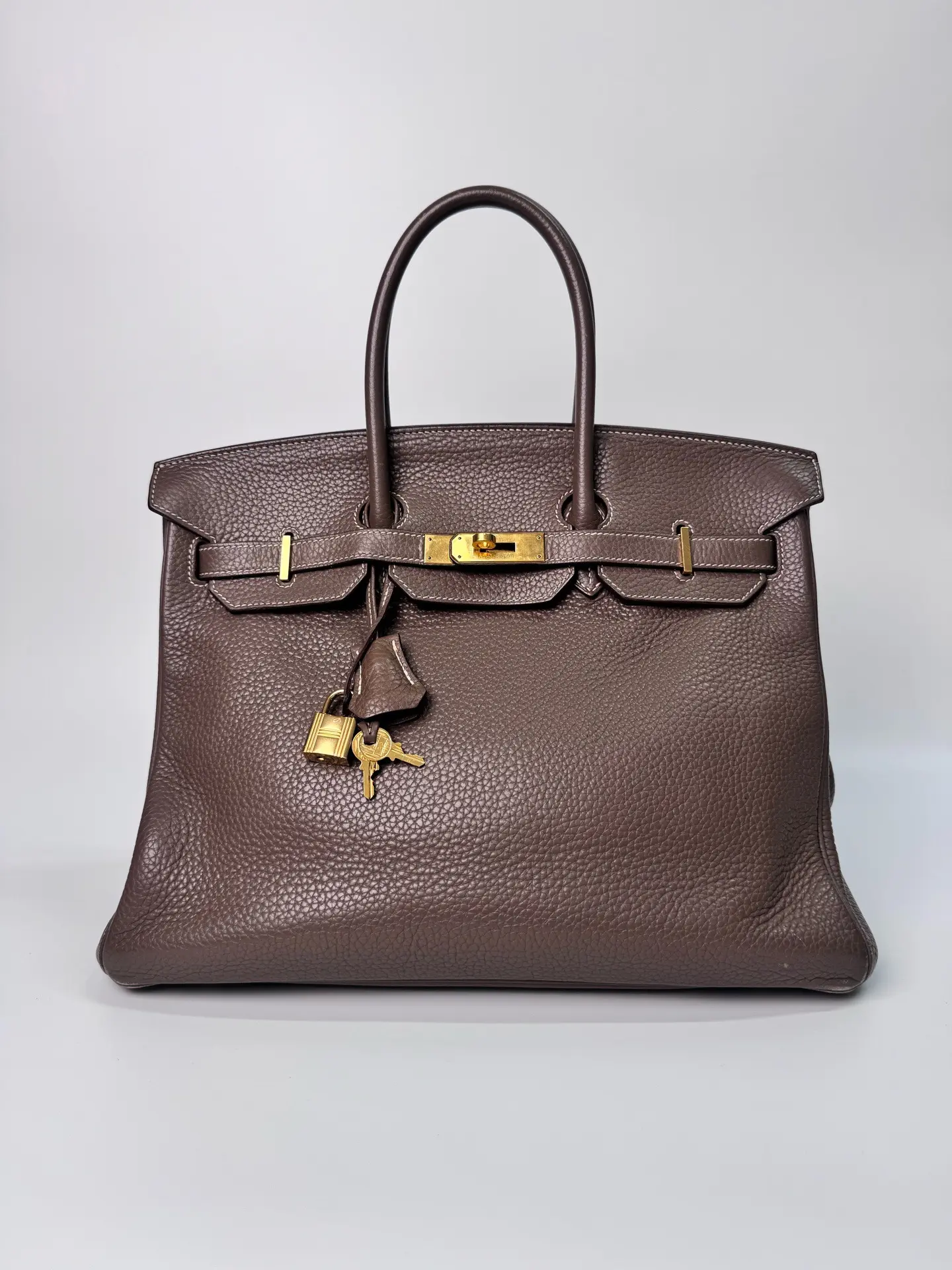 Pre-owned HERMÈS Preowned Birkin 35 Elephant Grey Togo Cowhide Handbag 35cm Base 2011 Serial N22819131