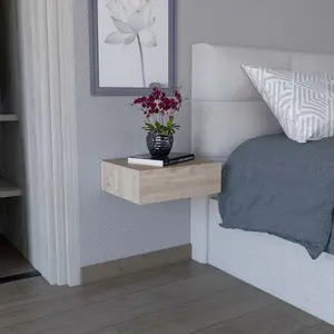 Milano Floating Nightstand End Table Side Table Wall-Mounted with Drawer -Light Gray -Bedroom