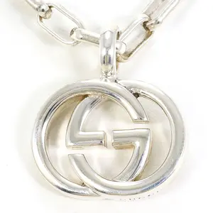 Pre-owned GUCCI Sterling Silver 925 (Ag925) Small Leather Goods Interlocking G Silver925 Necklace
