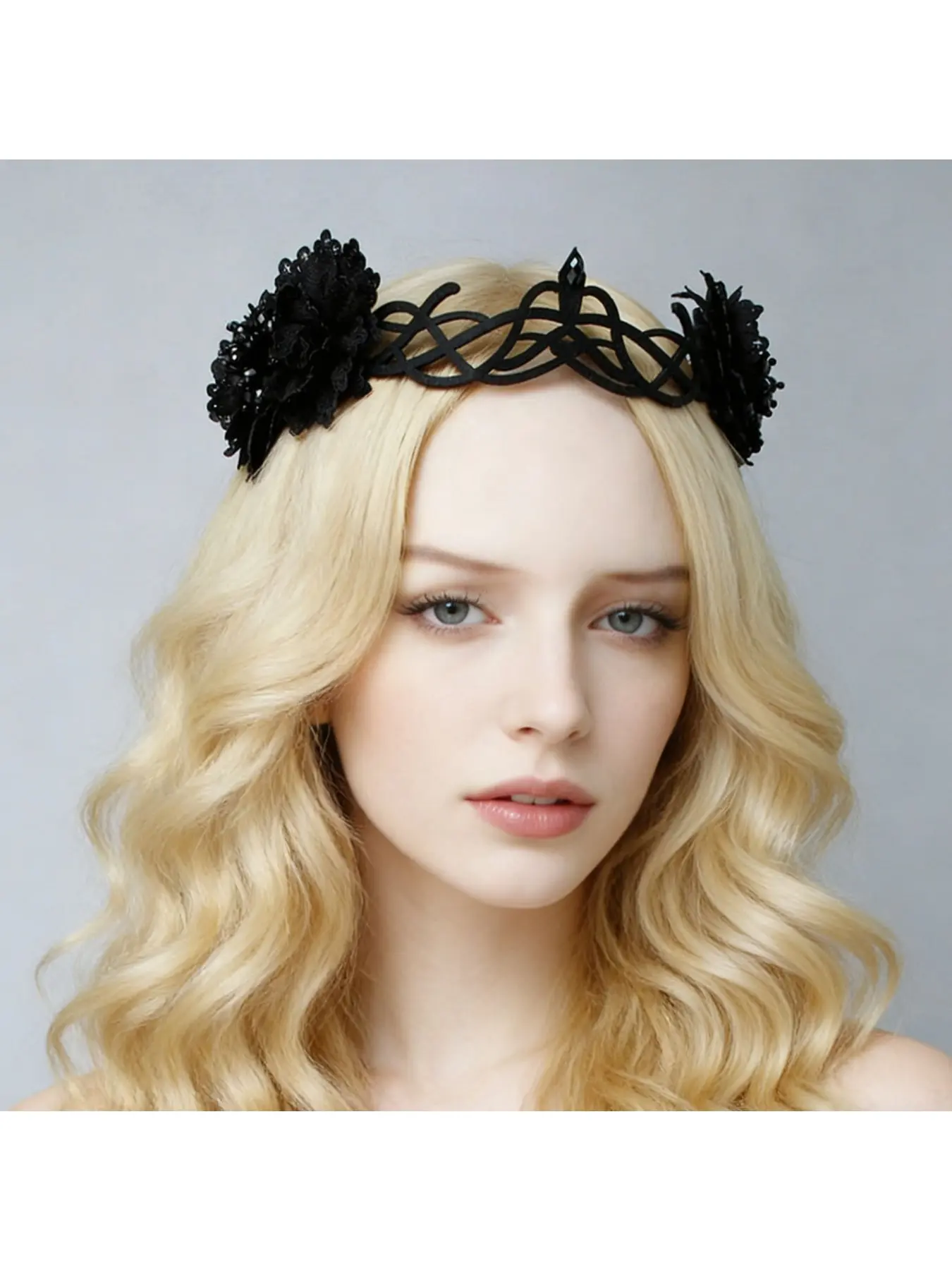 Fairy Headpiece Ball Gothic Style Grim Reaper Black Crown Halloween Queen Tiara Witch Accessory