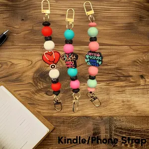 Custom Silicone Interchangeable Beaded Kindle/Phone/Ereader Strap Accessory Durable Metal Colorful Handy Carrying Strap for Easy Portability