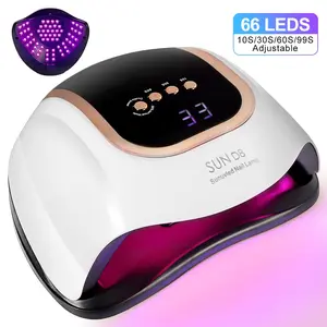 UV LED Nail Lamp, Upgraded 198W Nail Dryer, Compatible with LCD Display, Automatic Sensor, and 4 Timer Settings, Professional Curing Light Bar with 66 Bulbs, Suitable for Salons and Home Use