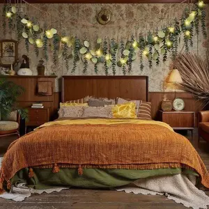 LED String Light Wall Decor Artificial Eucalyptus Hanging Boho Farmhouse Nursery Bedroom Kitchen Home Office Bathroom Fall Decor with Warm White Lights art decor wall set outdoor  flowers