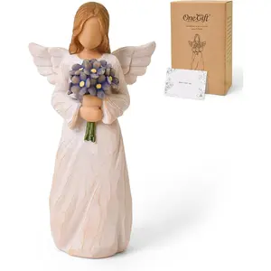 Lnrkai Forget Me Not Angel Figurines, Sympathy Gifts for Loss of Loved One, Miscarriage Gifts for Mothers and Dad, Sculpted Hand-Painted Statue for Bereavement Memorial Gift