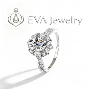 [EVA Jewelry] Oval Cut 2CT 925 Sterling Silver Synthetic Moissanite Ring